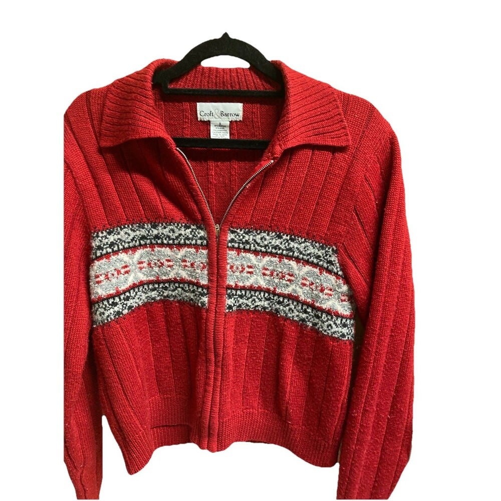 CROFT & BARROW FAIR ISLE FULL ZIP SWEATER WOMENS SIZE Small